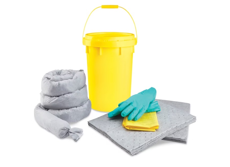 Green Spill Kits spill kit with bucket, sock, pads and gloves
